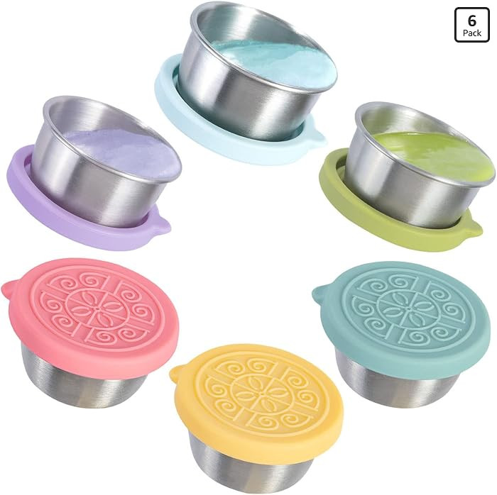 Salad Dressing Container To Go, 6x1.6oz Dressing Sauce Containers for Lunch Box, Stainless Steel ... | Amazon (US)