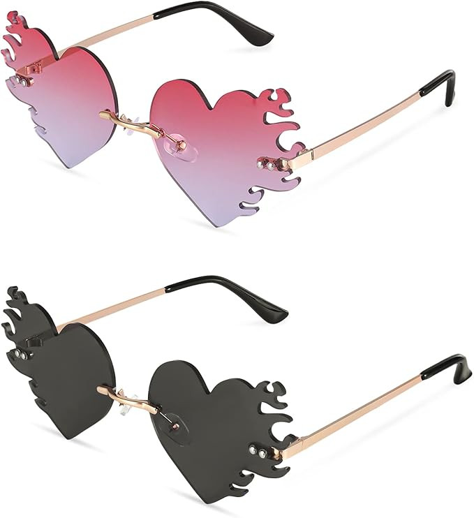 AUXSOUL 2 Paare Herz Sonnenbrille Damen, Nette Prom-, Neuheit Herz Feuer Flamme Brillen, Herzför... | Amazon (DE)