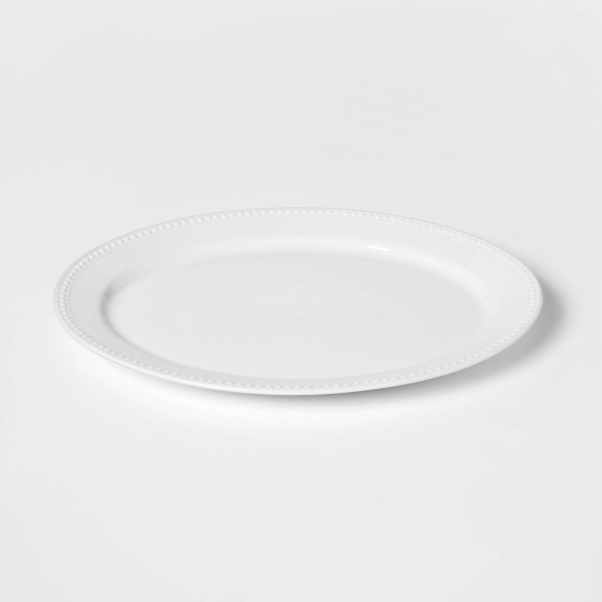 15" x 12" Ceramic Oval Beaded Platter White - Threshold™: Porcelain Serveware, Dishwasher & Mic... | Target