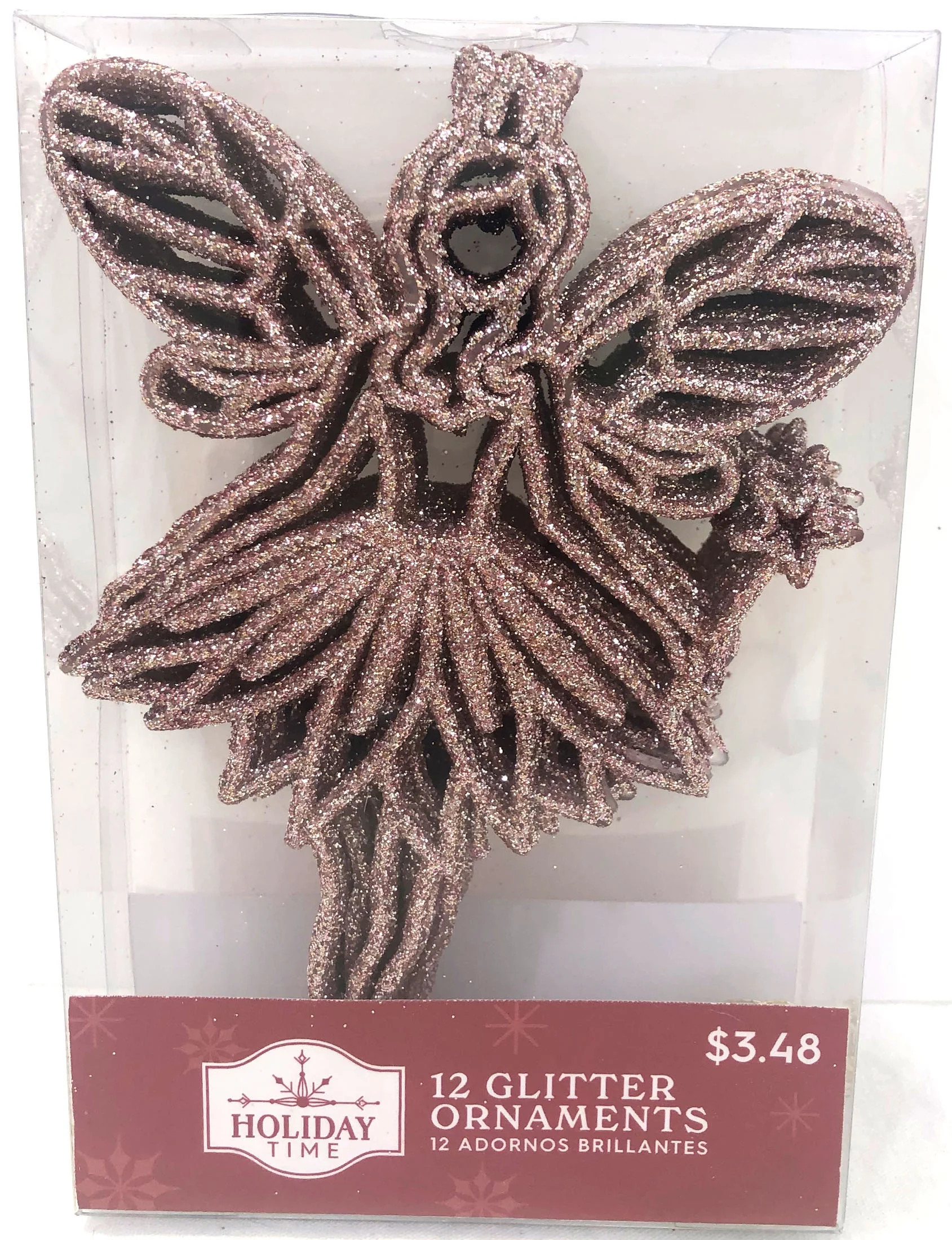 Holiday Time, Pink Glitter Fairy Christmas Shatterproof Ornaments , 12 Count - Walmart.com | Walmart (US)