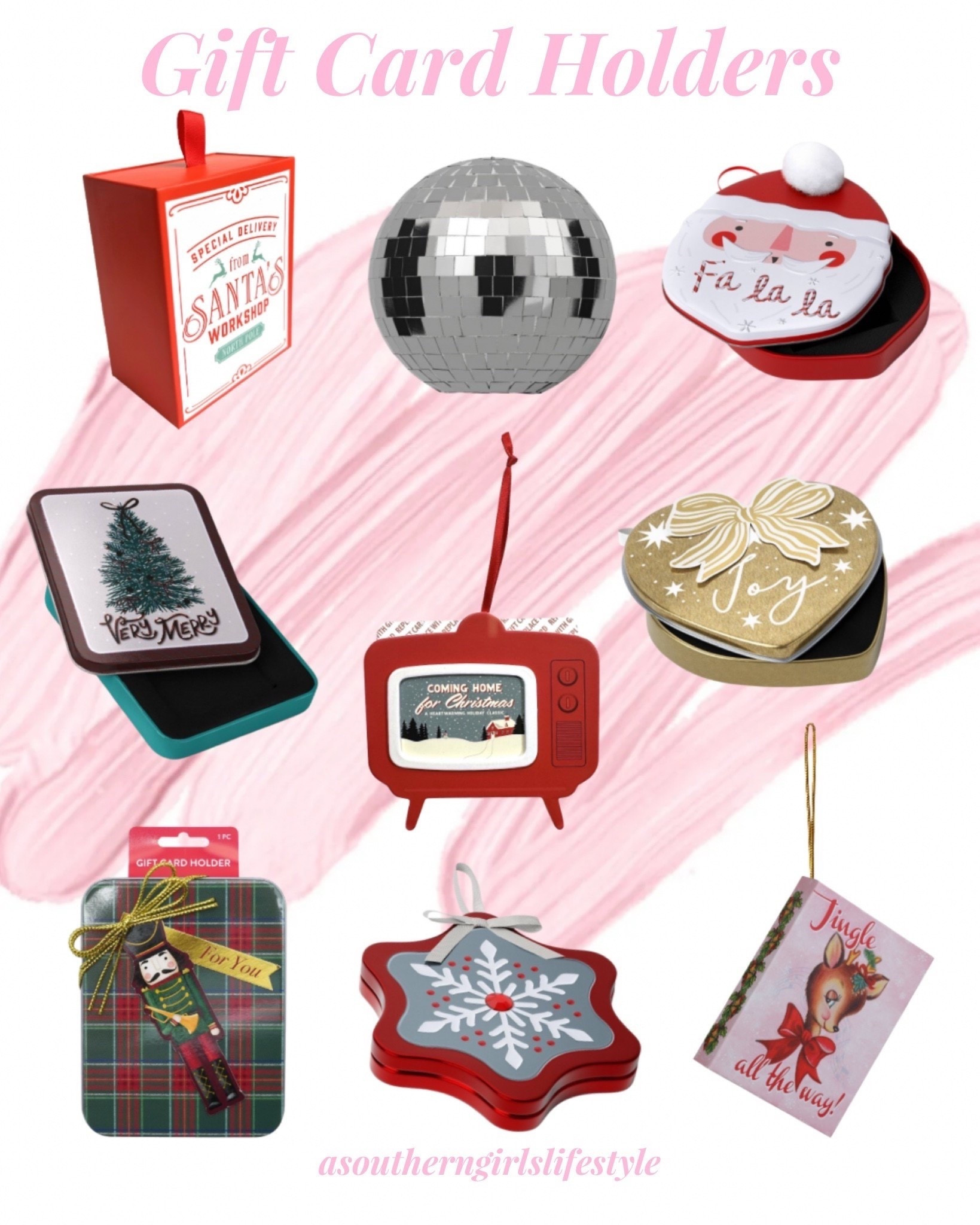 Gift Card Holders - from Target & Walmart! Order for pickup to make things even easier!

Santa’s Workshop, Disco Ball Ornament, Pom Pom Santa Tin,  try Merry Christmas Tree Tin, Red Vintage TV, Gold Heart Bow Joy Tin, Plaid Bow Nutcracker Tin, Snowflake Tin & Pink Reindeer Jingle Book

Christmas Gift. Gifts for Teens. Gifts for Her. Gifts for Him  


#LTKSeasonal #LTKGiftGuide #LTKHoliday