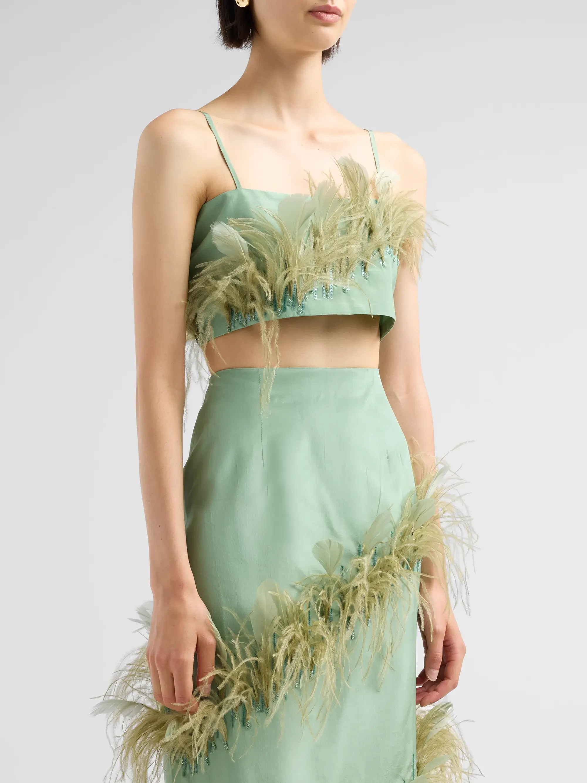 Azeeza Walton Feather-Trimmed Top | Saks Fifth Avenue | Saks Fifth Avenue