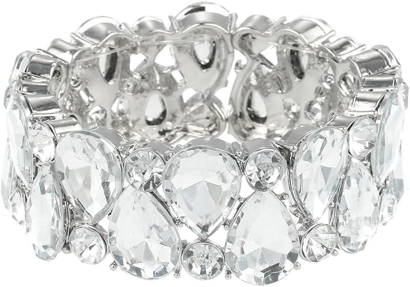 Madison Tyler Sparkle Rhinestone Stretch Bracelets for Women | Gold Rhinestone Pearl Bridal Brace... | Amazon (US)