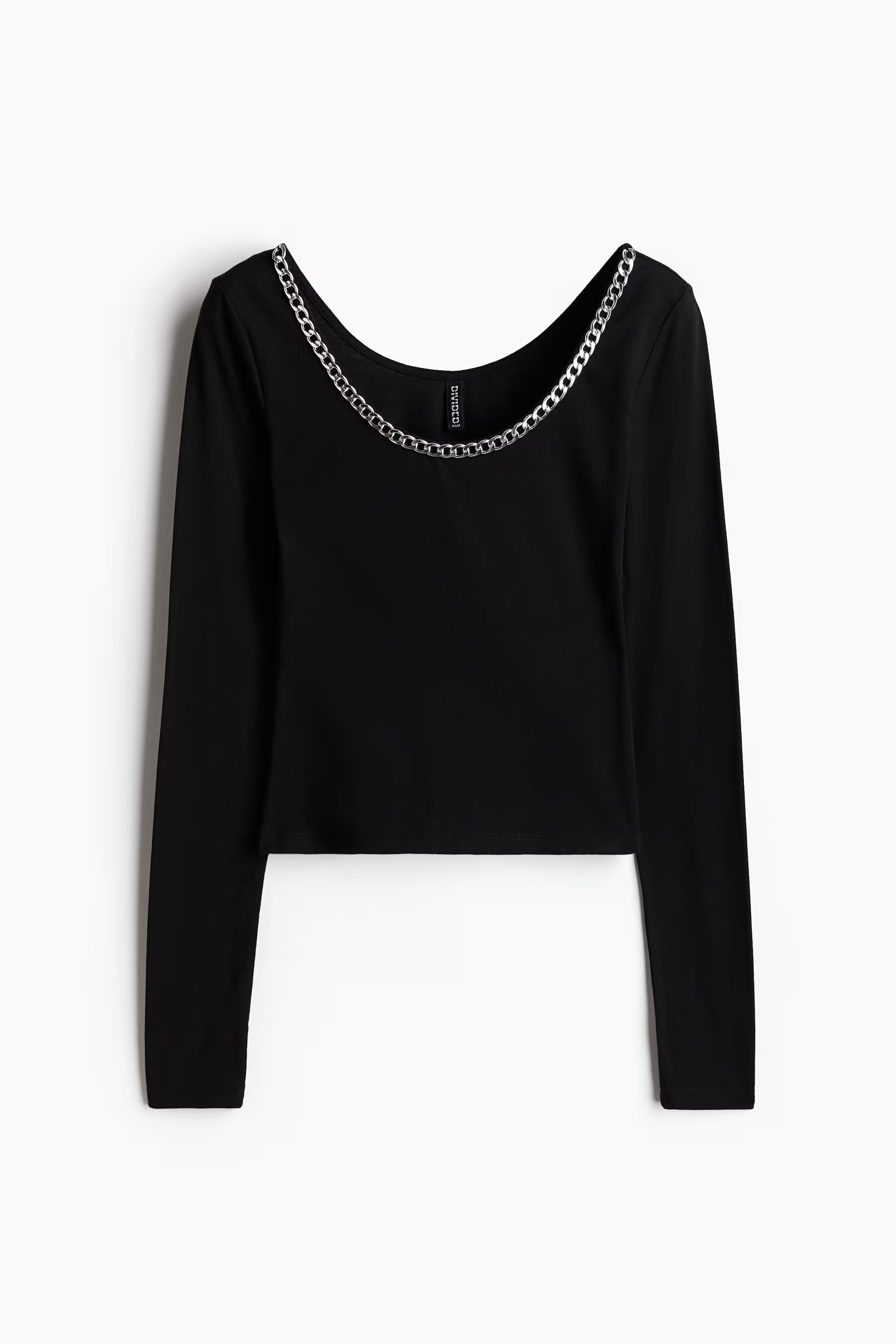 Chain-Detail Long-Sleeved Top - Black - Ladies | H&M US | H&M (US + CA)
