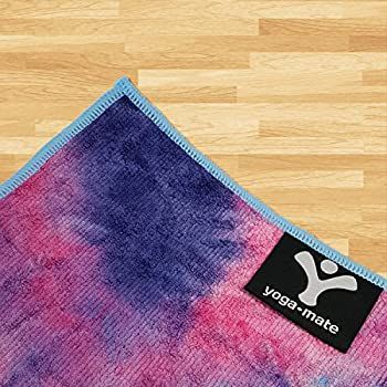 Yoga Mate Soft, Sweat Absorbent, Non-Slip Bikram Yoga Mat Size Towel, Blue & Pink Tie Dye | Blue ... | Amazon (US)