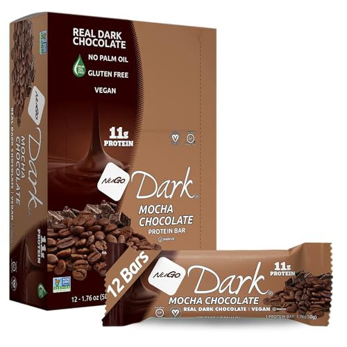 NuGo Dark Chocolate Mocha, 11g Vegan Protein, 200 Calorie, Gluten Free, 1.76 Ounce (Pack of 12) | Amazon (US)