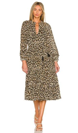 Kalla Midi Dress in Black Leopard | Revolve Clothing (Global)