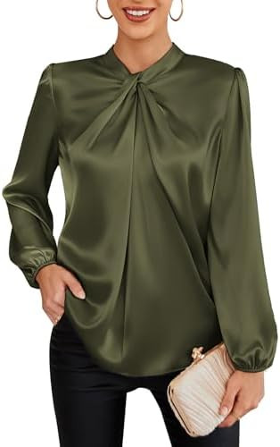 GRACE KARIN Women Business Casual Long Sleeve Satin Blouse | Amazon (US)