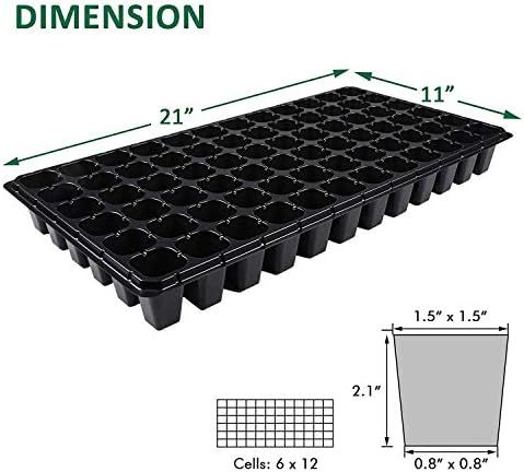10 Pack Seed Starter Tray, 72 Cell Seedling Trays Plastic Gardening Germination Trays with Drain ... | Amazon (US)