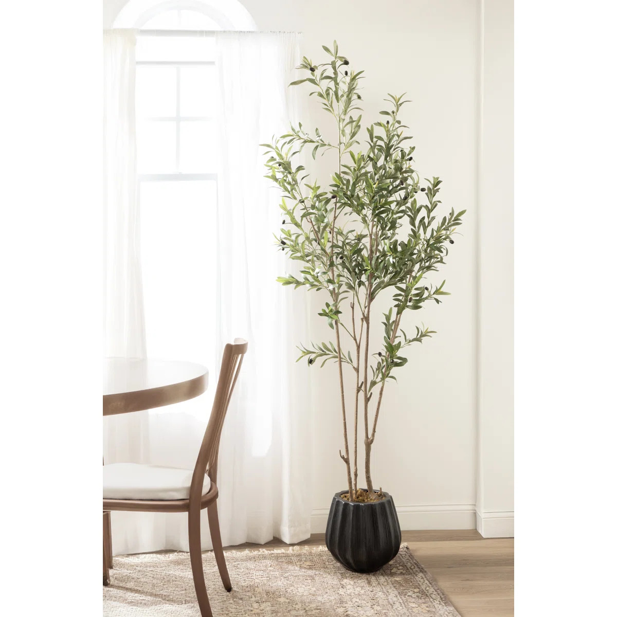 Oliveira Faux Olive Tree with Claudel Scalloped Planter Pot | Wayfair North America