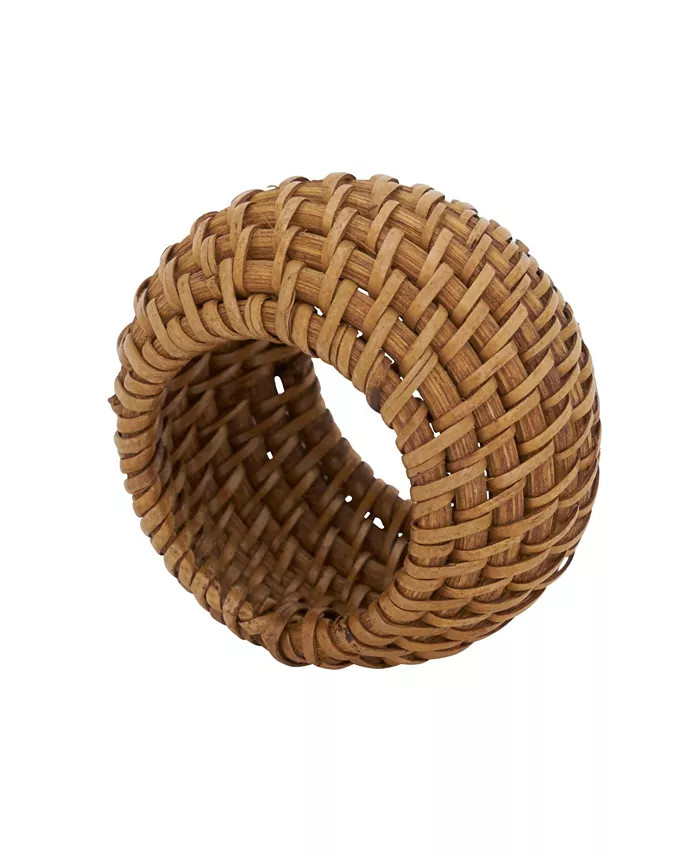 Rattan Napkin Rings with Woven Design, Set of 4, 2.4" x 2.4" | Macy's
