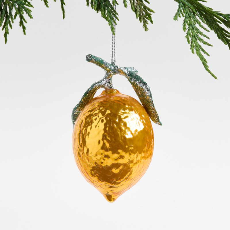 Glass Lemon Fruit Christmas Ornament + Reviews | Crate & Barrel | Crate & Barrel