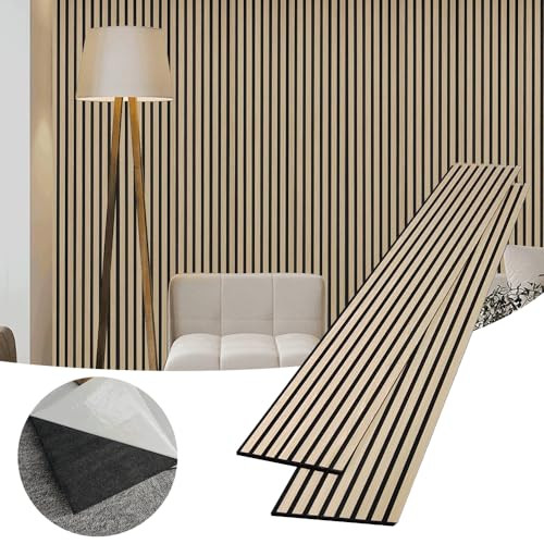 ARTSLAT Acoustic Peel & Stick Wall Panels 4 Pack - Soundproof 3D Wood Slat Paneling for Walls/Ceilings (43"x12.6") Self-Adhesive Interior Decor, Oak | Amazon (US)