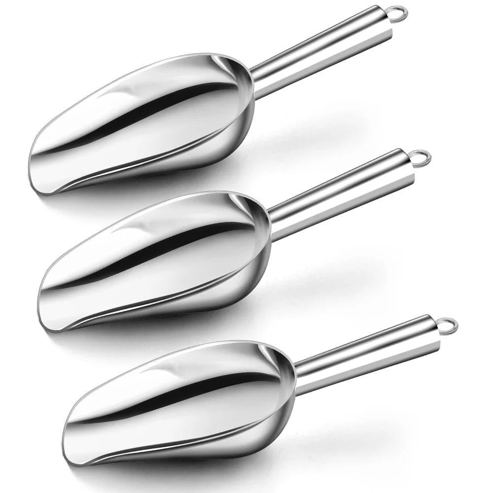 Stainless Steel Ice Scoop Set of 3, Walchoice 6 oz Metal Food Scoop Utility Scooper for Bar, Kitc... | Walmart (US)