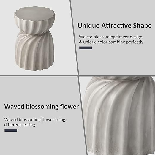 HOMPUS Unique Outdoor Concrete Side Table, Garden Stool, Round Patio MgO End Table, Lightweight S... | Amazon (US)