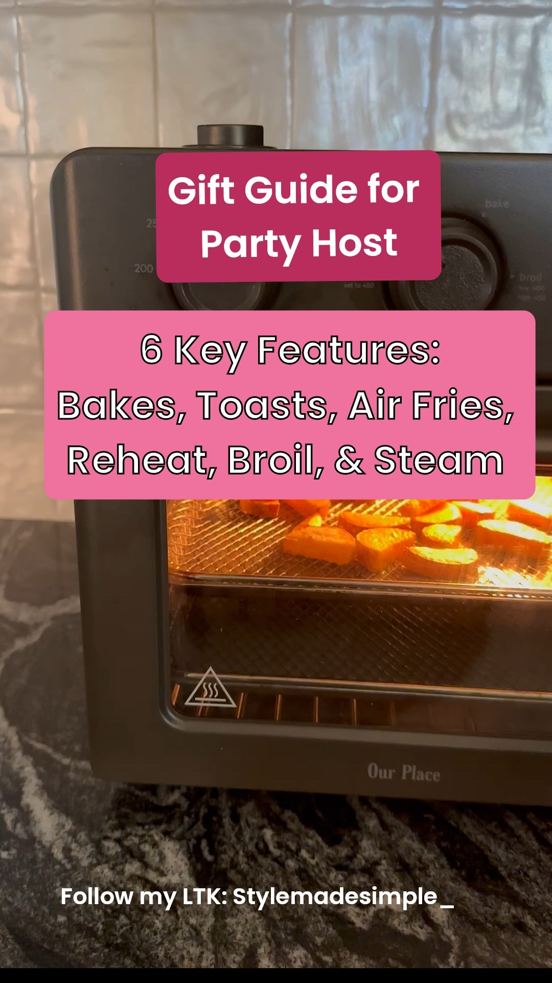 Gift ideas for party host , party host essentials holiday gifts ,Our Place Wonder Oven | 6-in-1 Stainless Steel Air Fryer Toaster Oven Combo with Basket, Rack, Pan & Tray | Compact 13 QT Countertop Capacity - Toast, Roast, Bake, Reheat, Broil & Steam | Blue Salt
Upgrade your kitchen with our Place 6 in 1 Oven, a powerful, space-saving appliance designed for modern homes. This multifunction oven combines convection oven, air fryer, grill, toaster, rotisserie, and dehydrator in one compact unit. Enjoy fast, even cooking with advanced convection technology that delivers crispy air-fried results using little to no oil. The Place 6 in 1 Oven is perfect for baking cakes, roasting chicken, grilling vegetables, toasting bread, reheating meals, and drying fruits. With precise temperature control, multiple preset cooking modes, and a large capacity interior, it handles family meals with ease. Its energy-efficient design heats quickly, saving time and electricity. The sleek stainless-steel finish adds style to any kitchen countertop, while easy-clean accessories ensure hassle-free maintenance. Whether you are cooking healthy meals or indulgent snacks, this all-in-one electric oven delivers professional results every time, making it the ideal choice for smart, efficient, and versatile home cooking needs.


#LTKGiftGuide #LTKHoliday #LTKmomlife