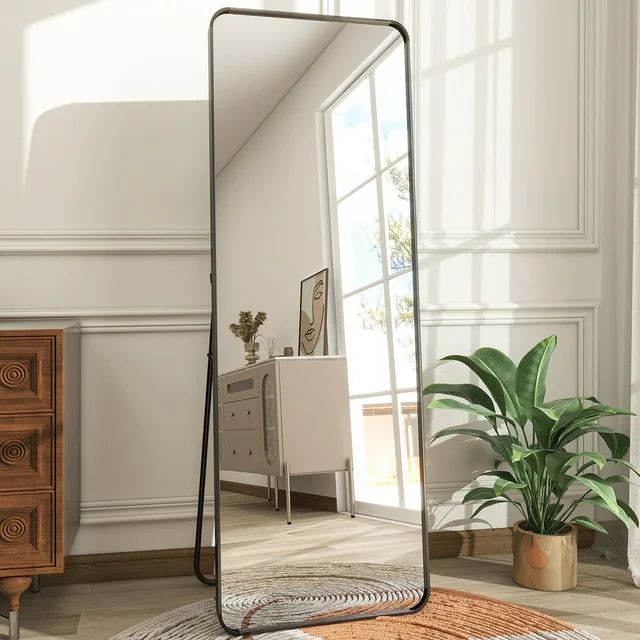 BEAUTYPEAK 21x64 Full Length Mirror Rectangle Safe Standing Floor Mirror,Black - Walmart.com | Walmart (US)