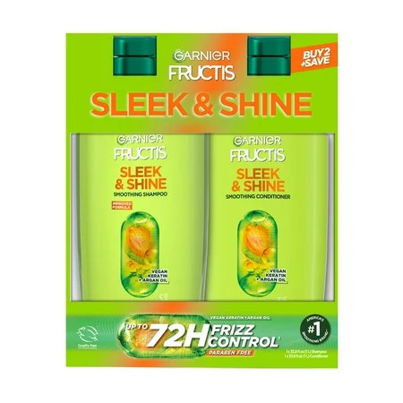 Garnier Fructis Sleek & Shine Adult Shampoo and Conditioner for Frizzy Hair, Twin Pack | Walmart (US)