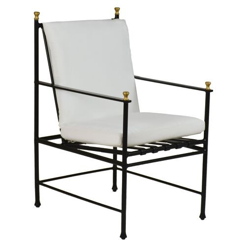 Frances Dining Armchair Replacement Cushion, White | One Kings Lane