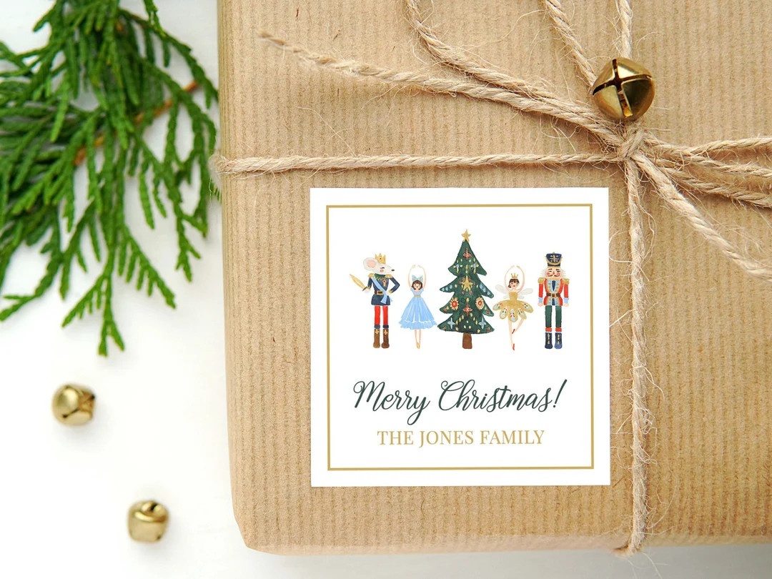 Personalized Watercolor Christmas Calling Card or Sticker | Nutcracker Enclosure Card | Family Sq... | Etsy (US)