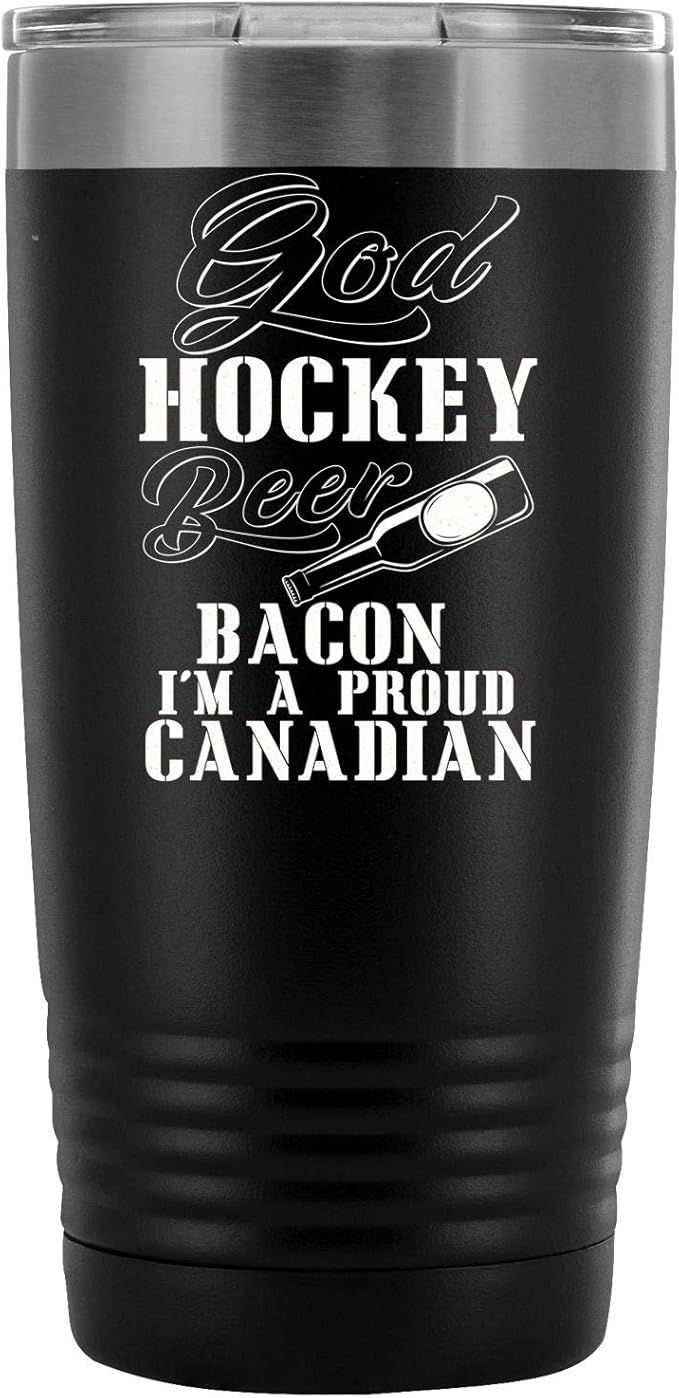 Proud Canadian 20 oz Stainless Steel Vacuum Insulated Tumbler, Hockey Beer Tumbler Travel Mug, Pe... | Amazon (CA)