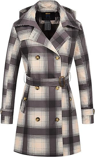 CREATMO US Women's Trench Coat Double-Breasted Classic Lapel Overcoat Belted Slim Outerwear Coat ... | Amazon (US)