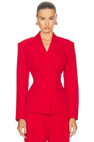 The Sei Cinch Blazer in Crimson - Red. Size 8 (also in 0, 2, 4). | FWRD 