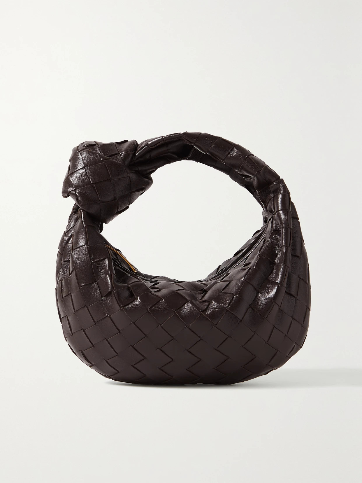 Bottega Veneta - Jodie Mini Knotted Intrecciato Leather Tote - Chocolate | NET-A-PORTER (UK & EU)