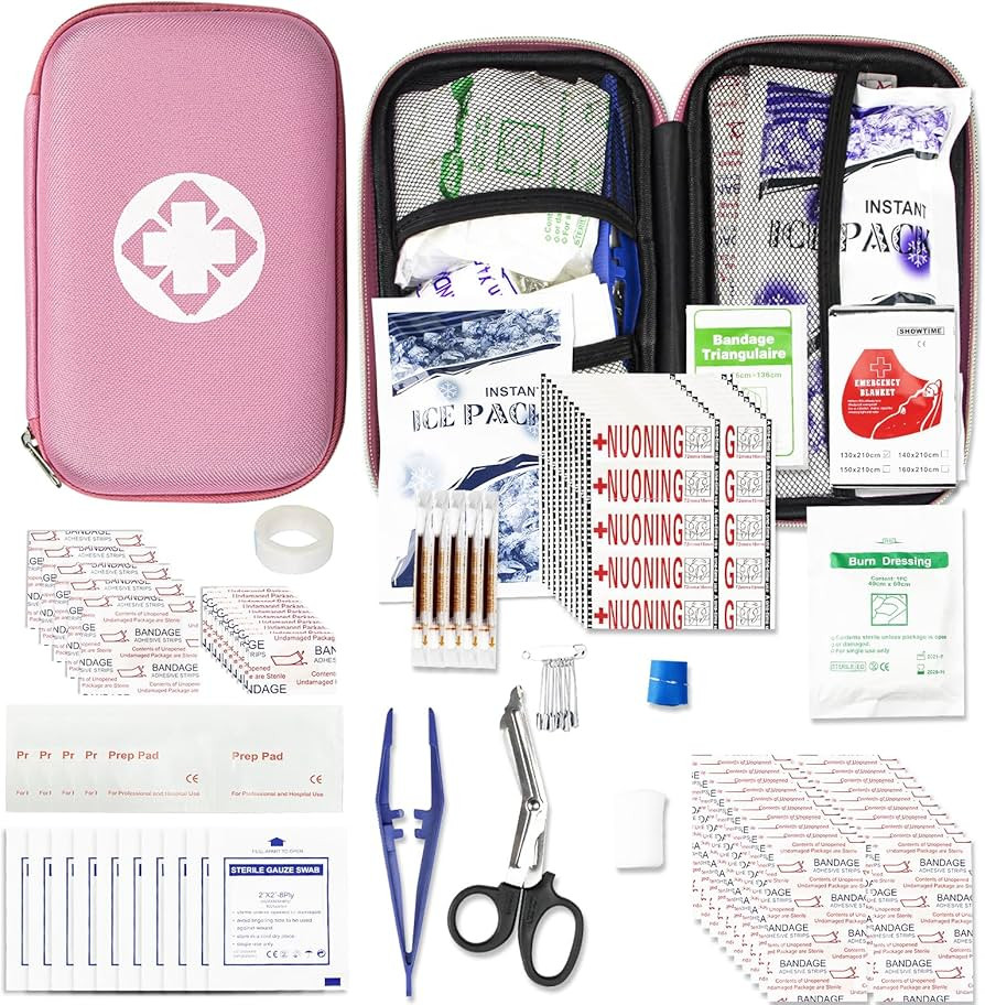 Car-Home Survival First-Aid Kit Emergency-Kit - Pink 273Piece Equipment Travel Supplies First Aid... | Amazon (US)