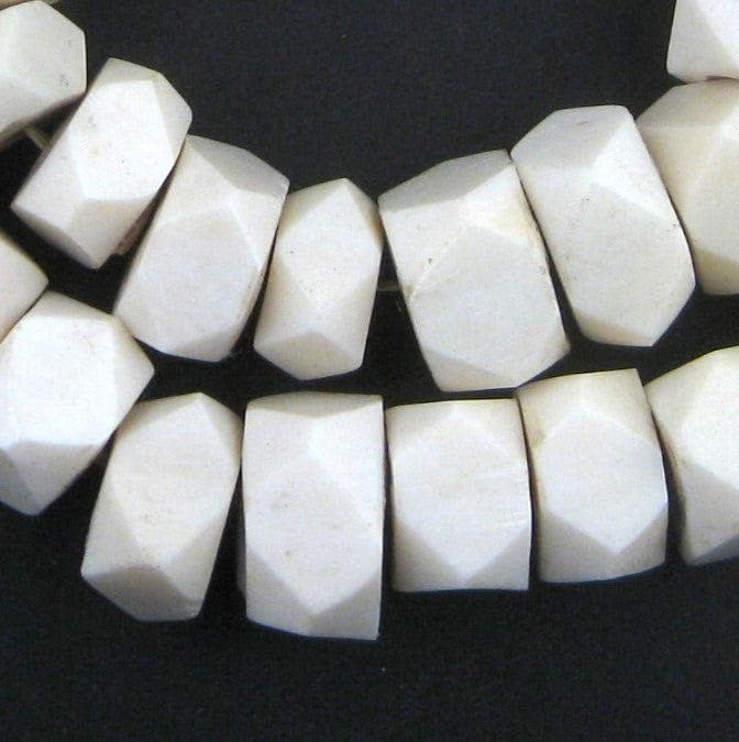 White Bone Beads - Full Strand of Fair Trade African Beads - The Bead Chest (Faceted, White) | Amazon (US)