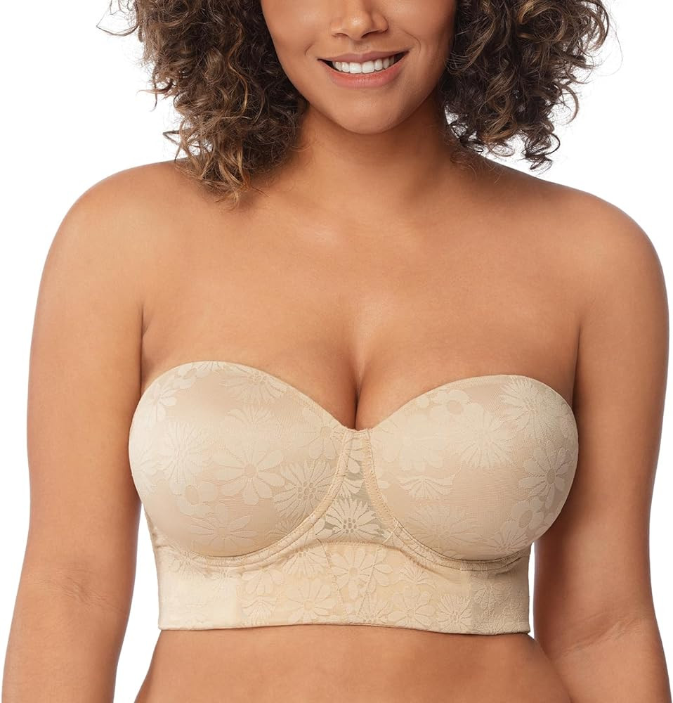 HSIA Longline Strapless Bras for Women Large Bust - Supportive Comfortable Grippy Corset Bandeau ... | Amazon (US)