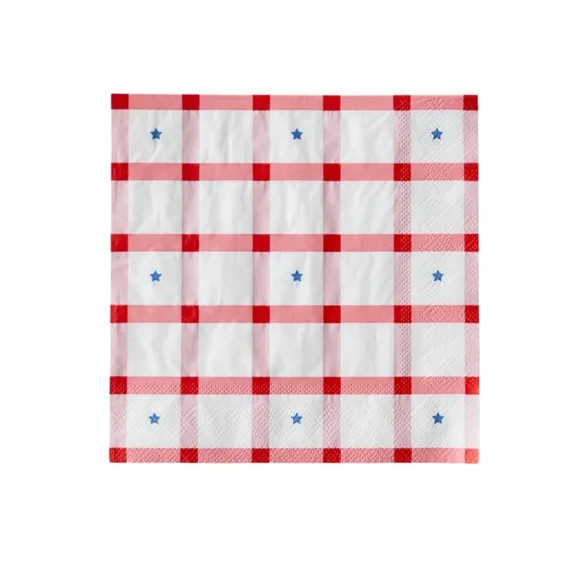 Bonjour Fête Patriotic Gingham Star Large Paper Napkins, Disposable Party Supplies, 20 Count, Lu... | Walmart (US)