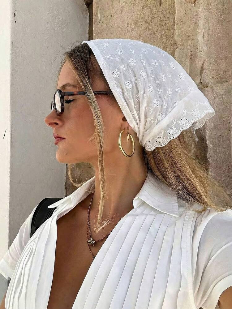 1pc Women's Handmade Embroidered Ruffled Headwrap, Suitable For Daily Wear And Vacation Holiday E... | SHEIN