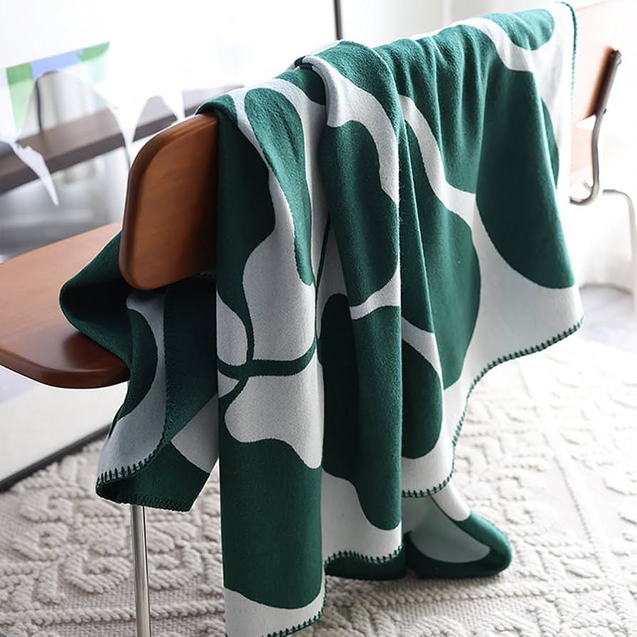 LumiSyne Faux Cashmere Throw Blanket Geometric Leaf Pattern Vintage Nordic Style Soft Warm Blanke... | Amazon (US)