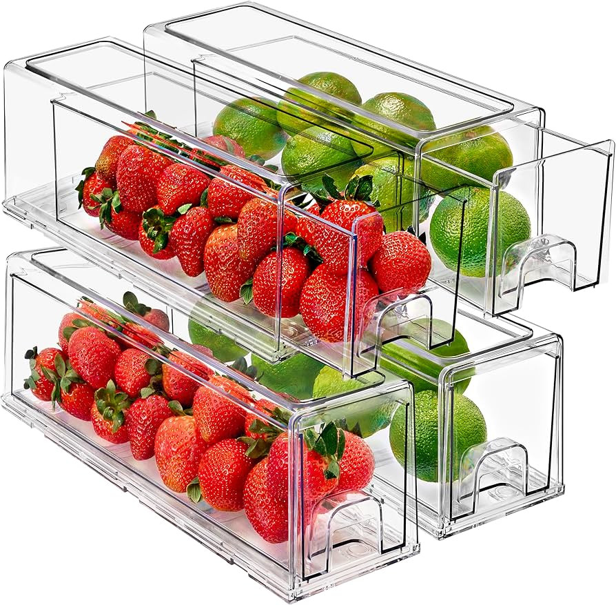 Sorbus Fridge Drawers - Clear Stackable Pull Out Refrigerator Organizer Bins - Food Storage Conta... | Amazon (US)