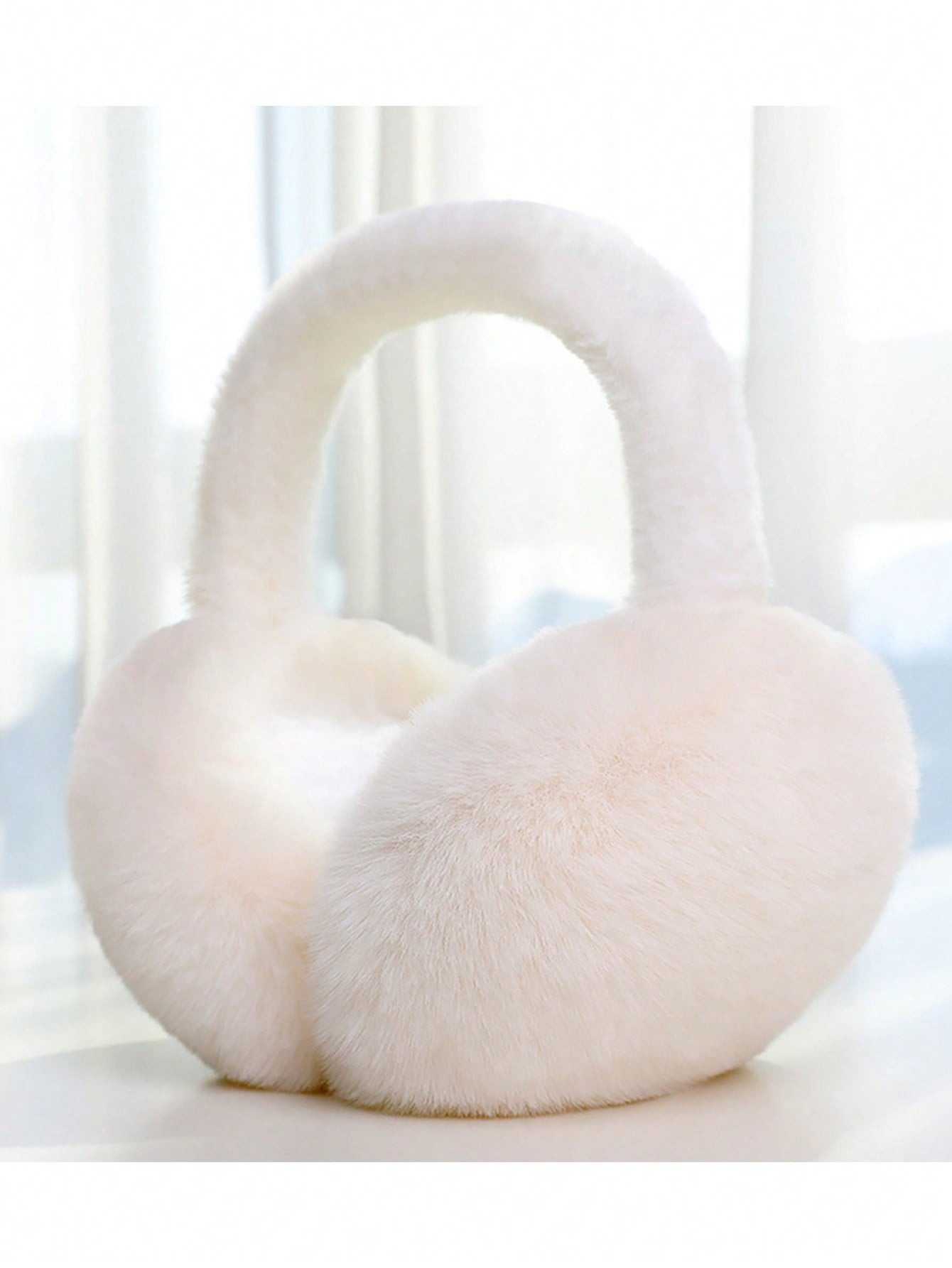 1pc Unisex White Plush Ear Warmers, Simple And Stylish Solid Color Ear Muffs For Winter, Suitable... | SHEIN