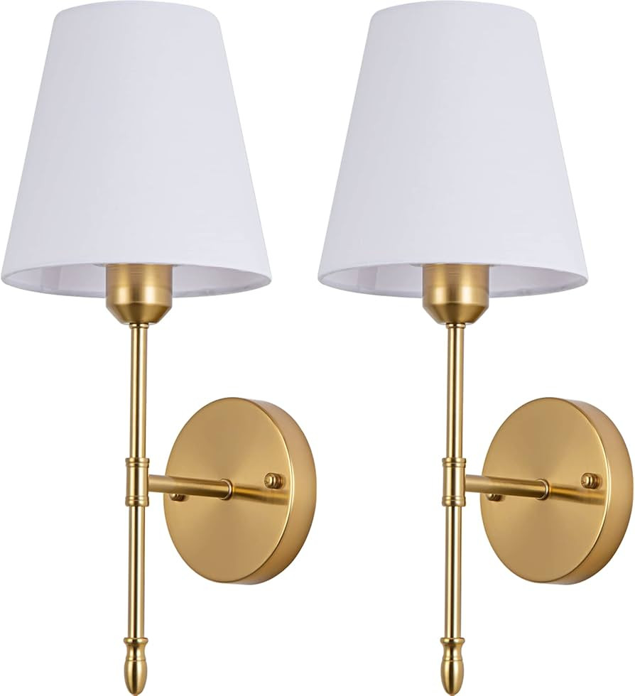 jengush Wall Light Battery Operated Dimmable Wall Sconce Set of 2，Battery Powered Sconce Fixtur... | Amazon (US)