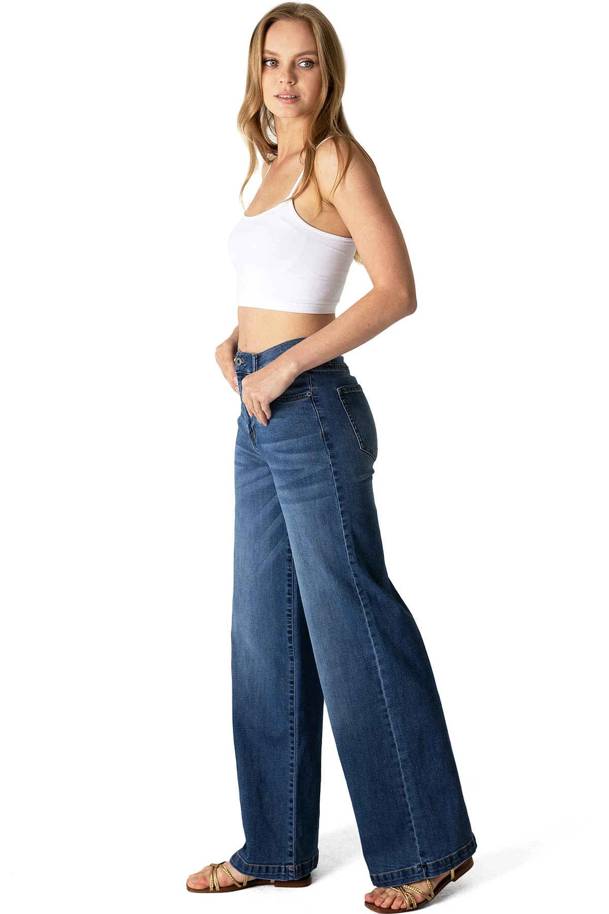 Celebrity Pink Women's Juniors High Rise Super Wide-Leg Jeans (Dark Denim, 7) | Walmart (US)