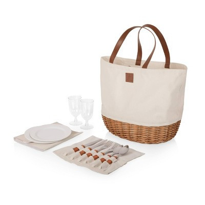 Picnic Time Promenade Beige Canvas Picnic Basket | Target