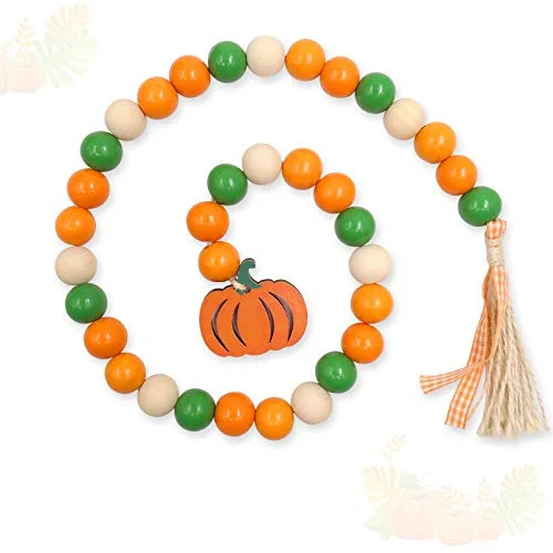 Huray Rayho Pumpkin Wood Bead Garland Decorations Farmhouse Fall Tiered Tray Decor Autumn Rustic ... | Walmart (US)
