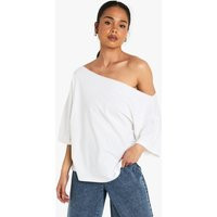 Womens Off The Shoulder Oversized T-Shirt - White - 2 | boohoo (US & Canada)
