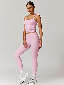 ABOCIW Workout Sets for Women 2 Piece Padded Sports Bra Tank Top High Waist Leggings Sets Gym Yog... | Amazon (US)