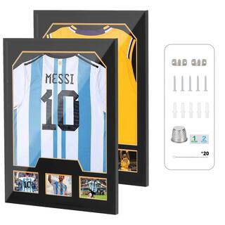 Black 31.5 in x 23.6 in Wood Shadow Box Display Case, Jersey Frame with Picture Slots and 98% UV ... | The Home Depot