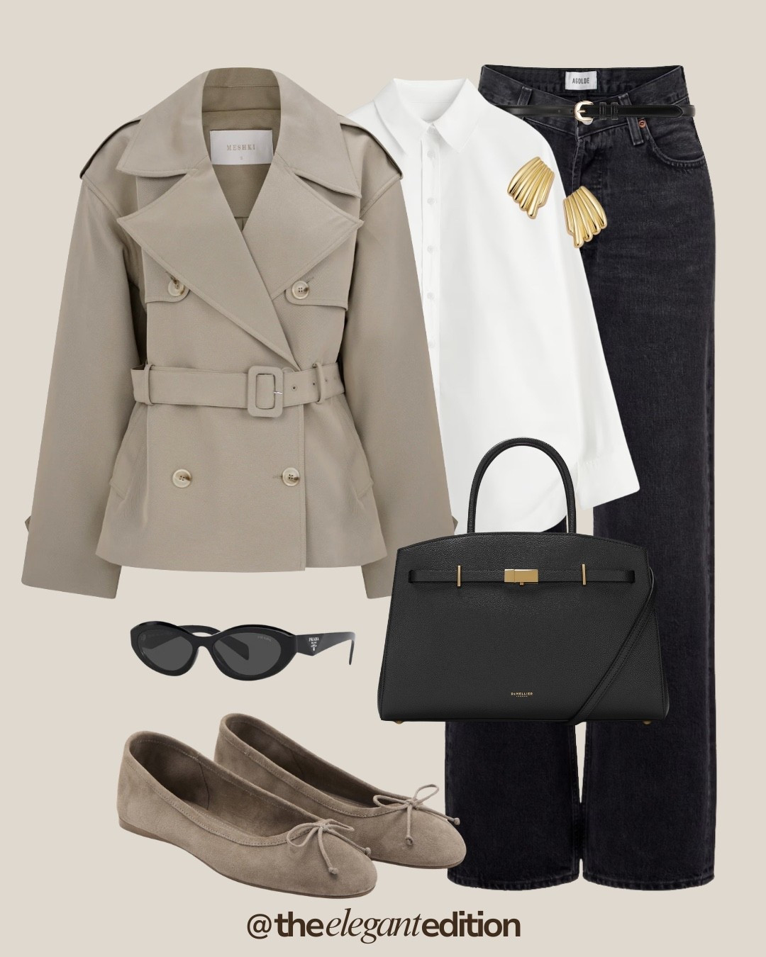 Classic White Shirt Spring Outfit 🤍🖤
Tags: black denim straight leg cuffed black leather belt beige trench coat cropped belted double breasted white shirt crisp oversized taupe grey ballet flats bow detail black leather handbag Demellier style structured top handle gold hardware sunglasses black oval gold earrings fan shaped spring transitional office chic sophisticated elegant
#LTKspring #LTKstyletip #LTKitbag​​​​​​​​​​​​​​​​

#LTKeurope #LTKstyletip #LTKspring