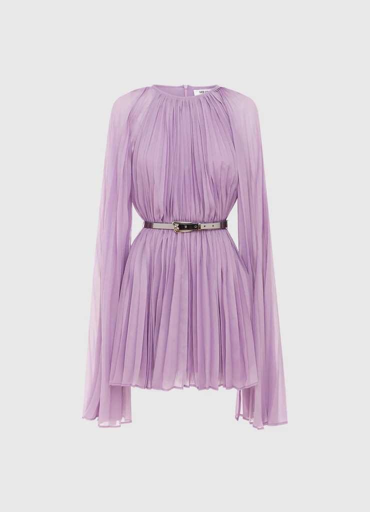 Evelyn Bell Sleeve Mini Dress - Lilac | LEO LIN