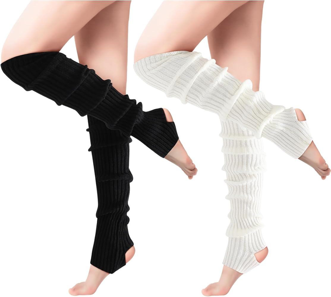 Pleneal 1/2 Pairs Leg Warmers - Leg Warmers for Women Soft Warm Ribbed Knit Leg Warmers for 80s P... | Amazon (US)