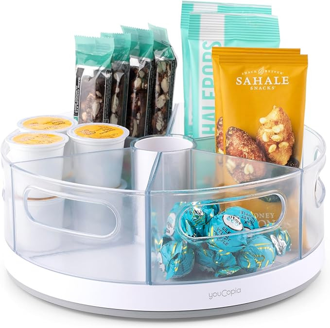 YouCopia Crazy Susan Lazy Susan Organizer, 6 BPA-Free Removable Clear Bins with Handles, Rotating... | Amazon (US)