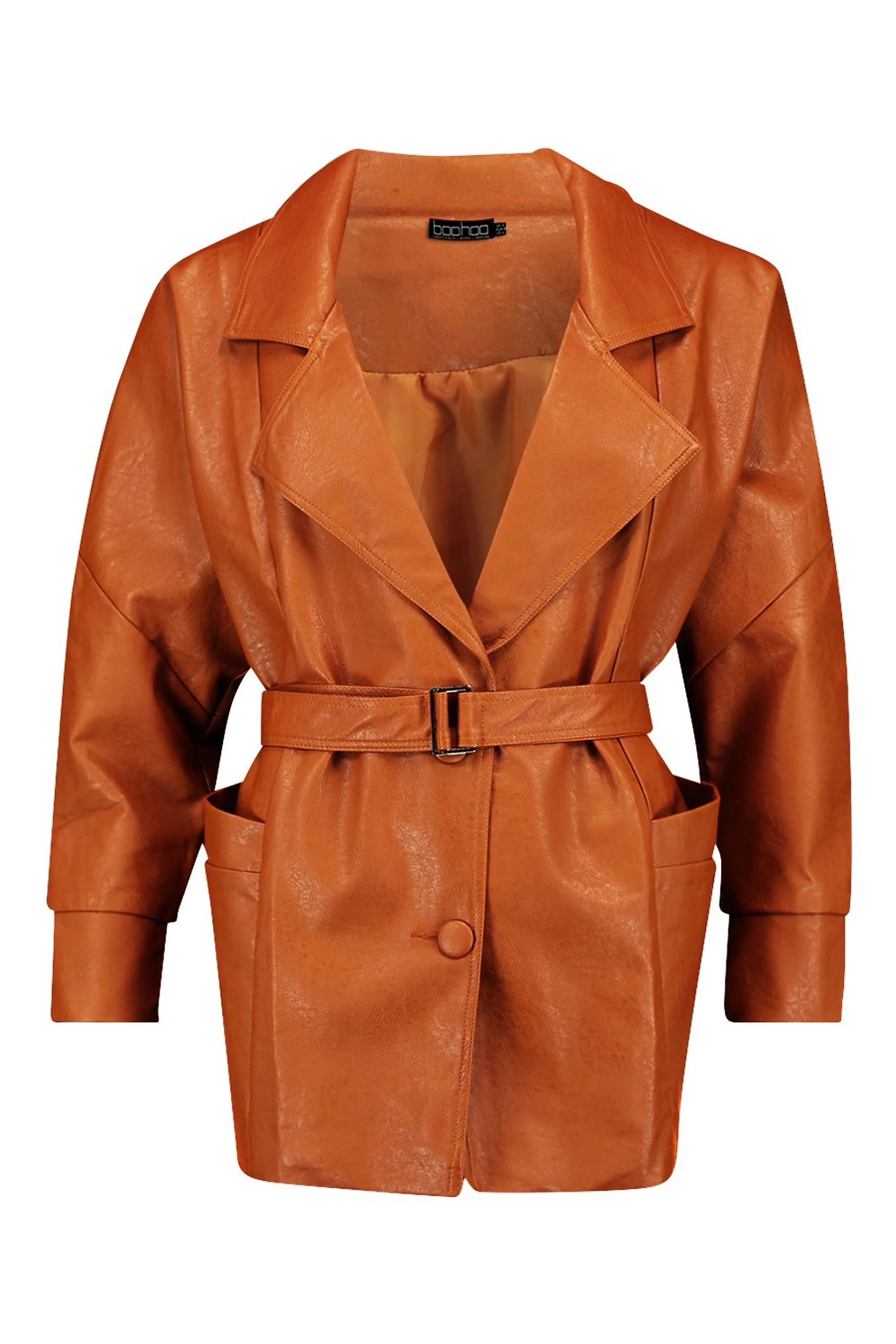 Belted Wrap Faux Leather Jacket | Boohoo.com (UK & IE)