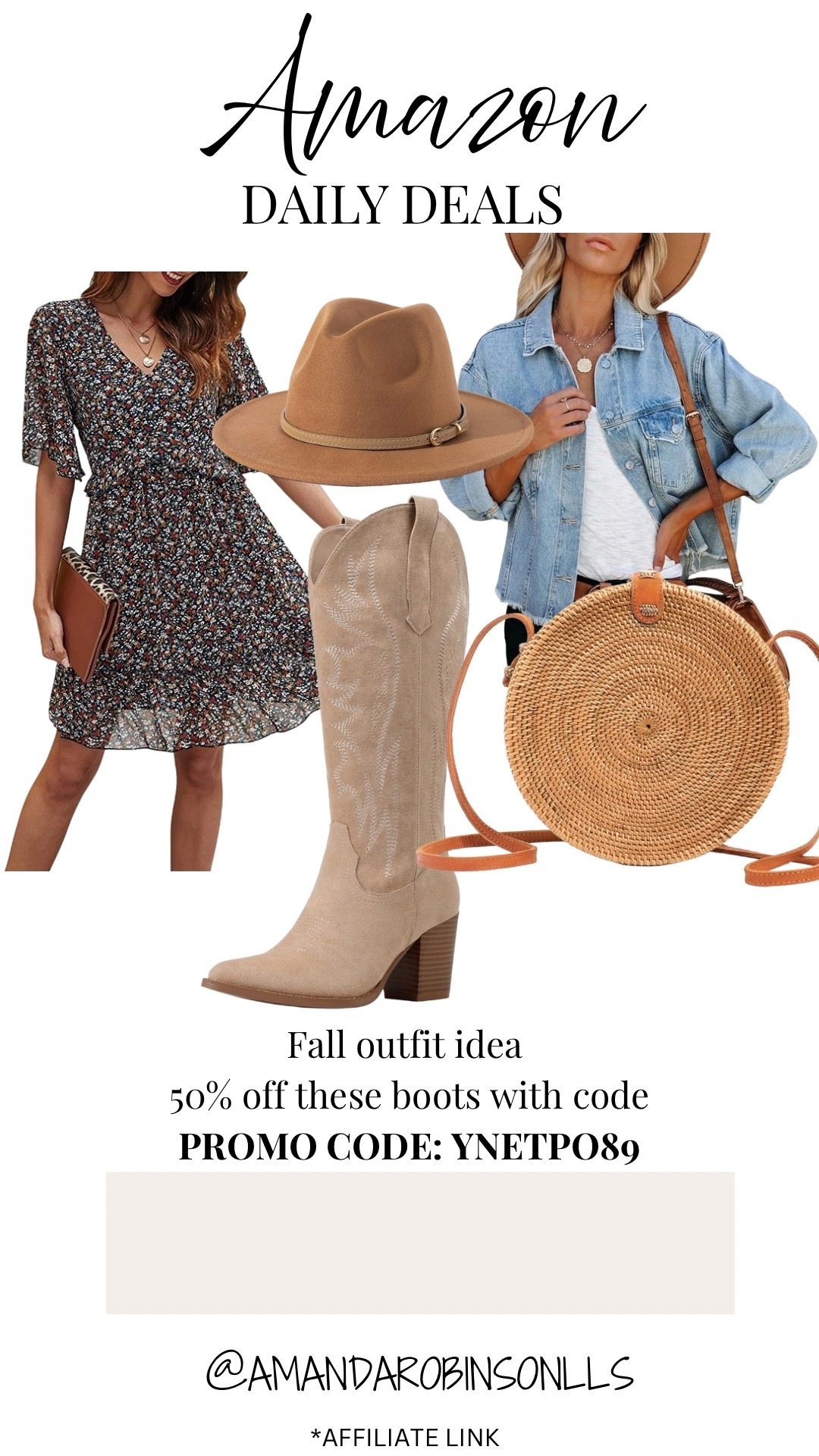 Amazon daily deals
Women’s fall outfit idea
Dress, denim jacket, boots, hat and rattan purse 

#LTKSaleAlert #LTKStyleTip #LTKFindsUnder50