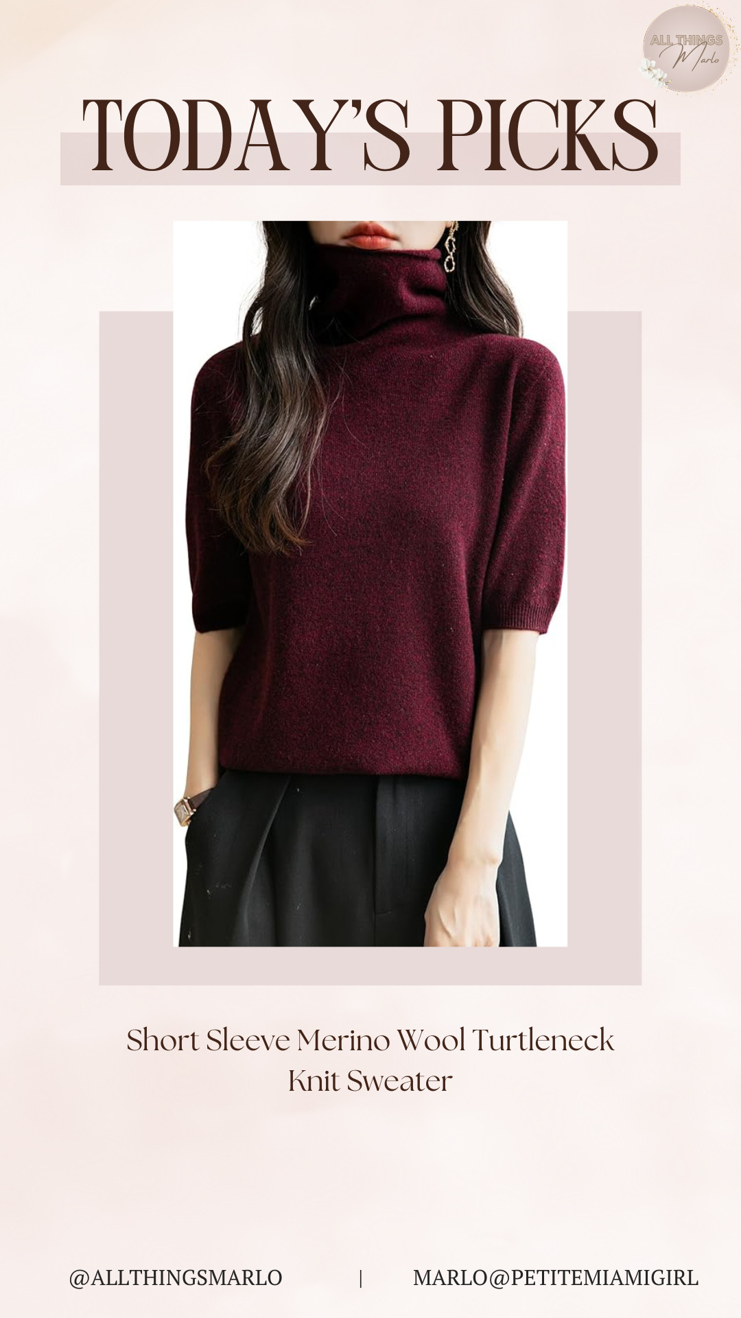 Short Sleeve Merino Wool Turtleneck Knit Sweater 

 #LTKHoliday #LTKSeasonal #LTKSaleAlert